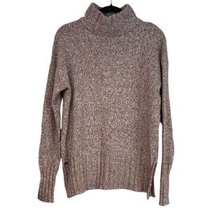 Eddie Bauer Sweater Womens Medium Heather Rose Pink Turtle Neck Long Sleeve EUC